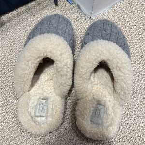 UGG Gray and Cream Cozy Slippers with Plush Lining